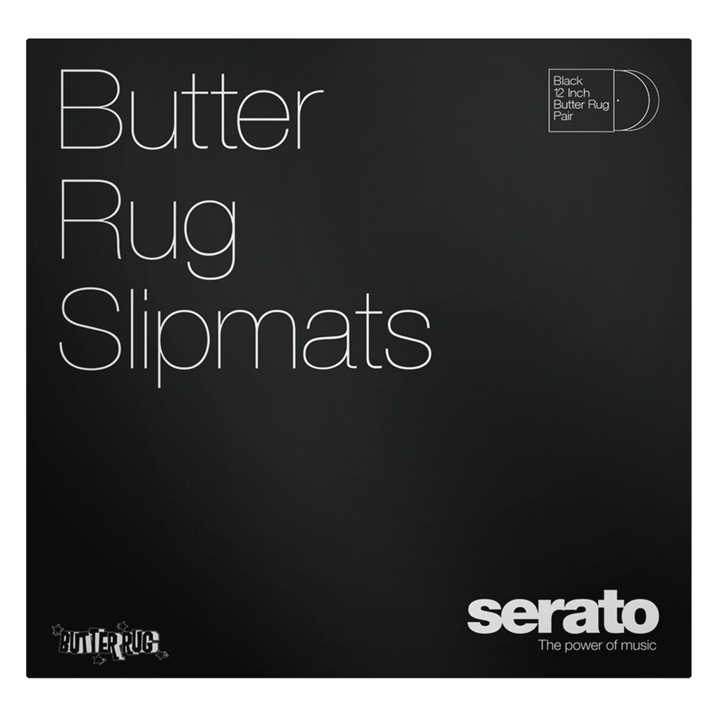 Serato Butter Rug 12" Vinyl Record Slipmats (pair, black with white logo) (12" vinyl record slipmats)