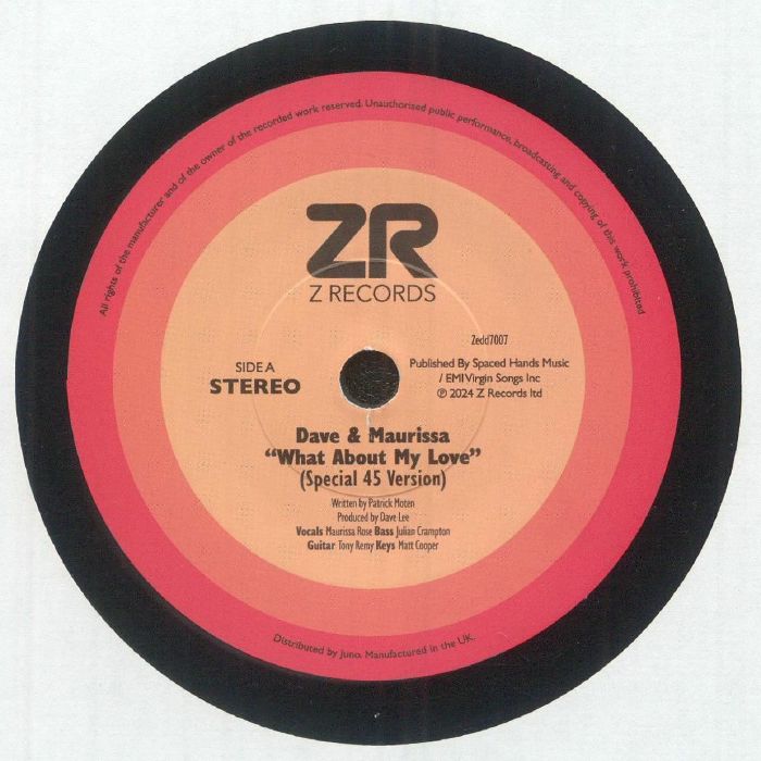 Dave LEE / MAURISSA ROSE / DISCO SPARKS feat CHRISTINE WILTSHIRE / THE DS ORCHESTRA - What About My Love (Special 45 Version) (7")