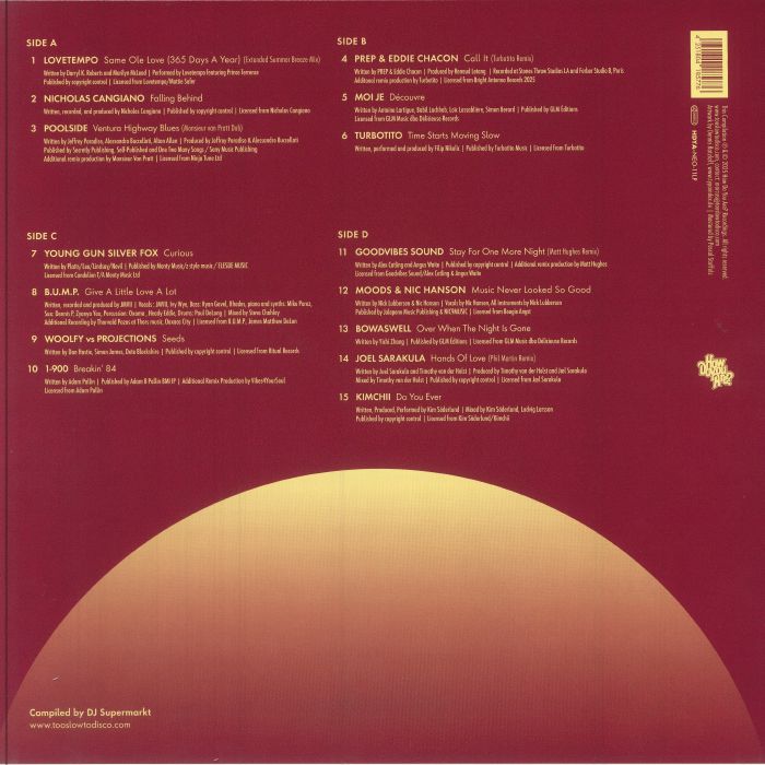 VARIOUS - Too Slow To Disco Neo: The Sunset Manifesto Volume 2 (limited yellow & red vinyl 2xLP + poster + sticker + MP3 download code)