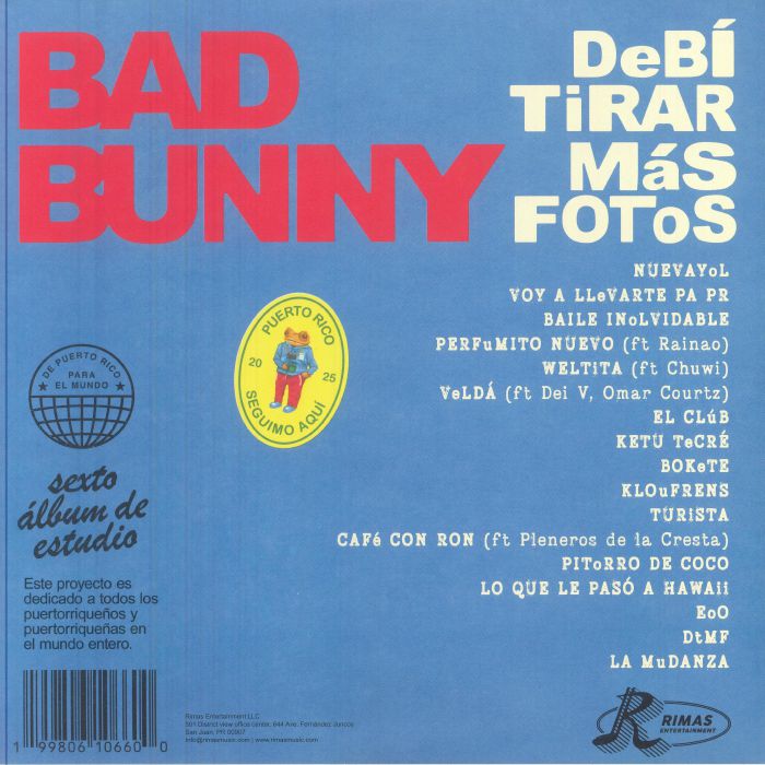 BAD BUNNY - Debi Tirar Mas Fotos (gatefold white vinyl 2xLP)