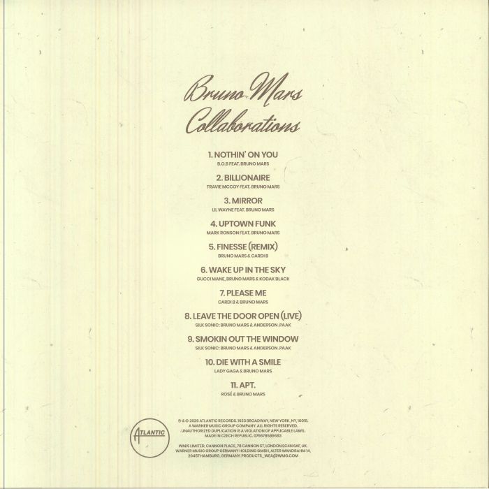 Bruno MARS - Collaborations (Record Store Day RSD 2026) (limited LP + insert)