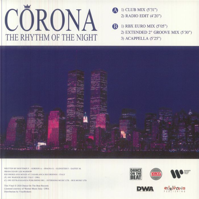 CORONA - The Rhythm Of The Night (reissue) (180 gram clear blue vinyl 12")