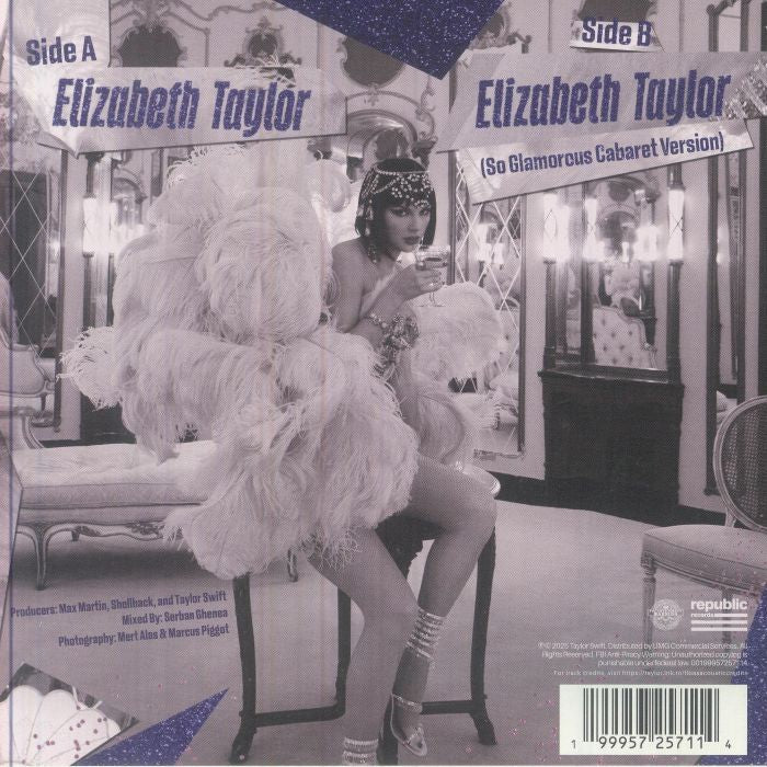 Taylor SWIFT - Elizabeth Taylor (Record Store Day RSD 2026) ('cry my eyes' violet glitter splatter vinyl 7")