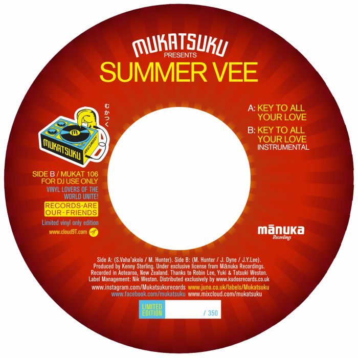 MUKATSUKU presents SUMMER VEE - Key To All Your Love (hand-numbered 7" limited to 350 copies)