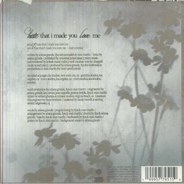 Ariana GRANDE - Hate That I Made You Love Me ('dandelion' white vinyl 7")