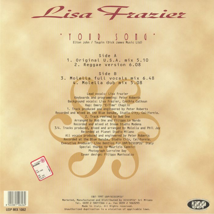 Lisa FRAZIER - Your Song (12")