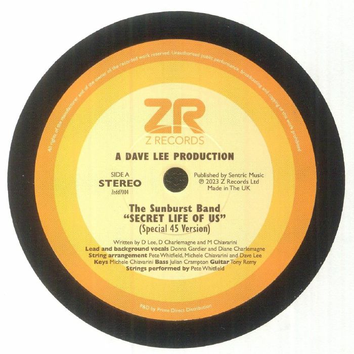 The SUNBURST BAND / DAVE LEE / MAURISSA ROSE - Secret Life Of Us (Special 45 Version) (Record Store Day RSD 2023) (7")